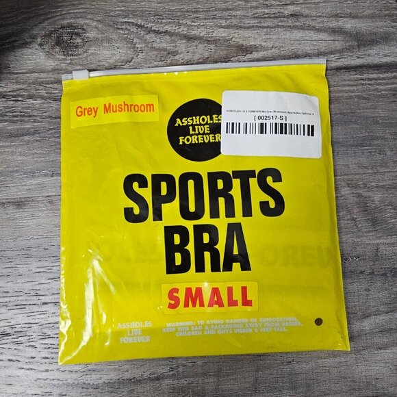 ALF New Mushroom Mesh Sheer Stretch Gray And Black Sports Bra - Picture 6 of 6